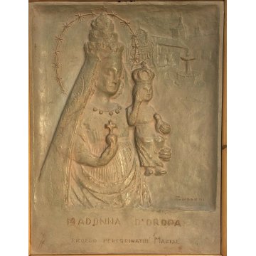 BASSORILIEVO QUADRO MADONNA D'OROPA RICORDO PAREGRINATIO MARIAE ZUCCONI 1900 