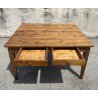 ANTICO GRANDE TAVOLO QUADRATO DA PRANZO LEGNO PRIMI 1900 TABLE 2 CASSETTI EPOCA