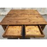 ANTICO GRANDE TAVOLO QUADRATO DA PRANZO LEGNO PRIMI 1900 TABLE 2 CASSETTI EPOCA