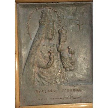 BASSORILIEVO QUADRO MADONNA D'OROPA RICORDO PAREGRINATIO MARIAE ZUCCONI 1900 