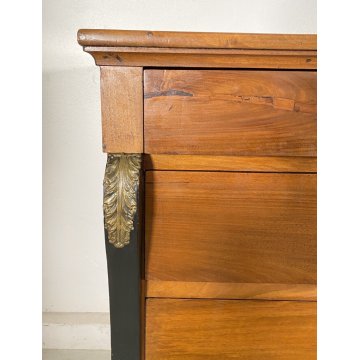 ANTICO COMO STILE IMPERO DEL 1800 LEGNO NOCE MASSELLO CASSETTONE 4 CASSETTI OLD