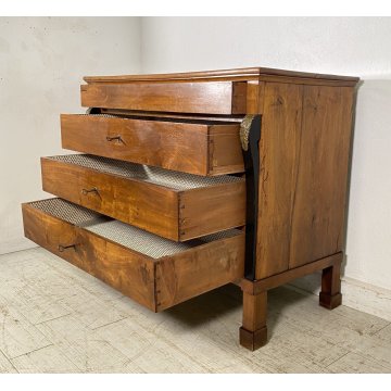 ANTICO COMO STILE IMPERO DEL 1800 LEGNO NOCE MASSELLO CASSETTONE 4 CASSETTI OLD