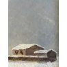 DIPINTO OLIO SENZA TITOLO PAESAGGIO INVERNALE BORGO PERIFERIA NEVE FIRMATO '900