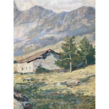 GRANDE QUADRO TEMPERA PAESAGGIO Pertica Bassa La corna blacca DOLOMITI 118x89 cm