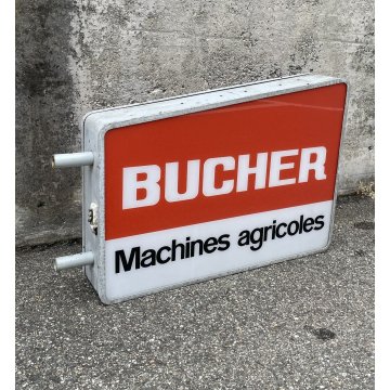 INSEGNA LUMINOSA AZIENDA BUCHER MACCHINE AGRICOLE CARTELLO TARGA PUBBLICITA RED