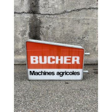 INSEGNA LUMINOSA AZIENDA BUCHER MACCHINE AGRICOLE CARTELLO TARGA PUBBLICITA RED