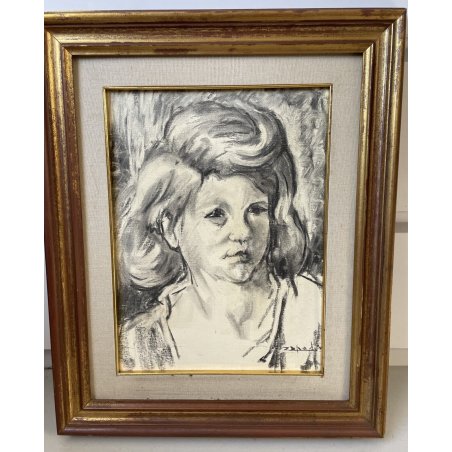 ANTICO QUADRO DIPINTO ZAPEDRO CORNICE VOLTO RITRATTO TELA OLIO FANCIULLA RAGAZZA