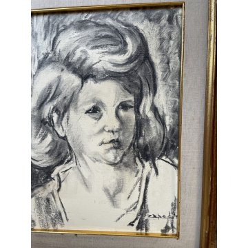 ANTICO QUADRO DIPINTO ZAPEDRO CORNICE VOLTO RITRATTO TELA OLIO FANCIULLA RAGAZZA