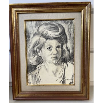 ANTICO QUADRO DIPINTO ZAPEDRO CORNICE VOLTO RITRATTO TELA OLIO FANCIULLA RAGAZZA