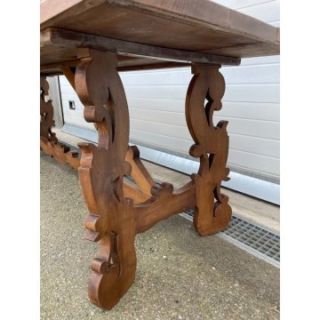 GRANDE ANTICO TAVOLO FRATINO epoca 1900 CAVALLETTO LEGNO LIRA WOOD TABLE Italia