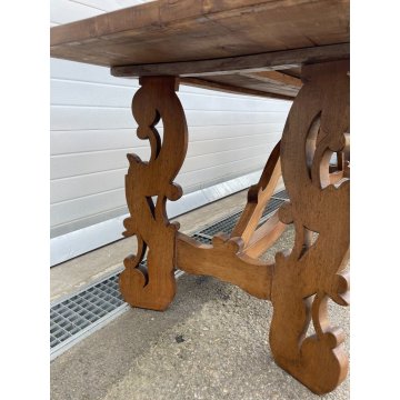 GRANDE ANTICO TAVOLO FRATINO epoca 1900 CAVALLETTO LEGNO LIRA WOOD TABLE Italia