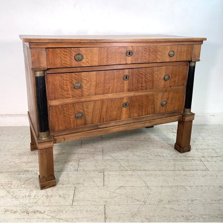 ANTICO COMO IMPERO 3 CASSETTI epoca 800 legno NOCE CASSETTONE CASSETTIERA MOBILE