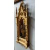 ANTICO SPECCHIO CORNICE a EDICOLA GOTICA LEGNO ORNATO INTAGLIATO FOGLIA ORO '800