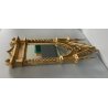 ANTICO SPECCHIO CORNICE a EDICOLA GOTICA LEGNO ORNATO INTAGLIATO FOGLIA ORO '800