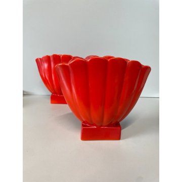 COPPIA VASO CERAMICA Richard Ginori San Cristoforo 7586 6286 VENTAGLIO ROSSO '40