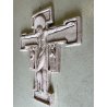 CROCIFISSO San Damiano DA PARETE CERAMICA MONOCROMA CRACLE RELIGIOSO 67,5x54,5cm