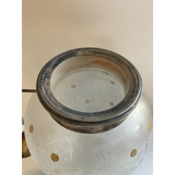 ANTICO VASO VETRO PORTA CILIEGIE SOTTO SPIRITO ARGENTO 800 GLASS VASE EPOCA 1900