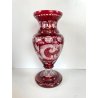 VASO VETRO ROSSO RUBINO BOEMIA DECORATO GLASS VASE CRISTALLO RED ARREDAMENTO