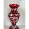 VASO VETRO ROSSO RUBINO BOEMIA DECORATO GLASS VASE CRISTALLO RED ARREDAMENTO