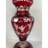 VASO VETRO ROSSO RUBINO BOEMIA DECORATO GLASS VASE CRISTALLO RED ARREDAMENTO