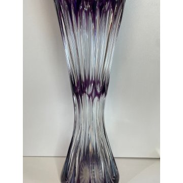 GRANDE VASO VETRO VIOLA BOEMIA DECORATO VASE PURPLE GLASS CRISTALLO ARREDAMENTO