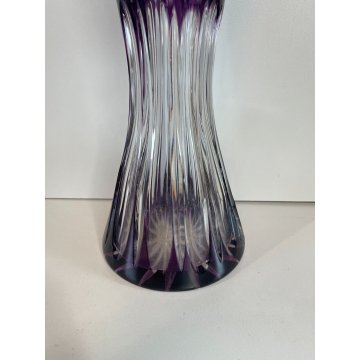 GRANDE VASO VETRO VIOLA BOEMIA DECORATO VASE PURPLE GLASS CRISTALLO ARREDAMENTO