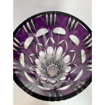 GRANDE VASO VETRO VIOLA BOEMIA DECORATO VASE PURPLE GLASS CRISTALLO ARREDAMENTO