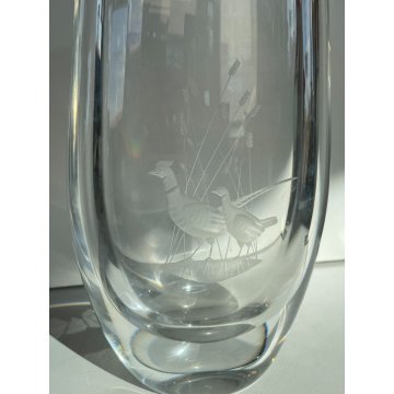 VASO VETRO TRASPARENTE ORREFORS SWEDEN PAVONI GLASS VASE