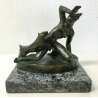 ANTICA SCULTURA BRONZO LIBERTY NUDO DONNA CANE DIANA STATUA FIRMATA EPOCA 1910