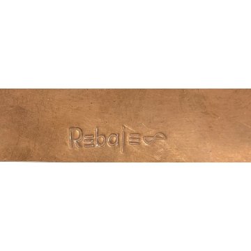 ANTICA COPPIA PIATTI RAME PIATTO BASSORILIEVO CAVALLO MUCCA VINTAGE FIRMA REBAI 