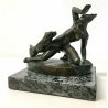 ANTICA SCULTURA BRONZO LIBERTY NUDO DONNA CANE DIANA STATUA FIRMATA EPOCA 1910