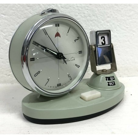 ANTICO OROLOGIO DA TAVOLO SVEGLIA GOLDEN COCK VINTAGE CALENDARIO CLOCK TABLE 
