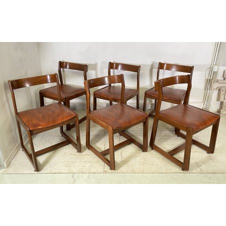 LOTTO 6 SEDIA WILLY RIZZO ANNI 70 LEGNO SKY MADE ITALY DESIGN PROD. MARIO SABOT