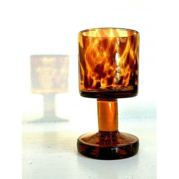 COPPA CALICE VASO VETRO SOFFIATO MURANO AMBER ART GLASS  SCULTURA VINTAGE '50s