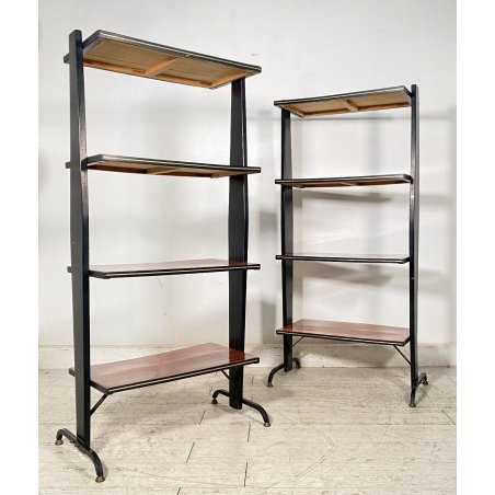 COPPIA LIBRERIA ETAGERE DESIGN ANNI 70 LEGNO SCAFFALE A GIORNO VINTAGE LIBRARY