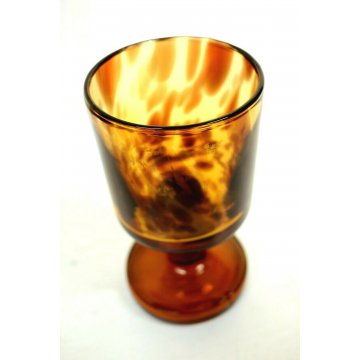 COPPA CALICE VASO VETRO SOFFIATO MURANO AMBER ART GLASS  SCULTURA VINTAGE '50s