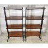 COPPIA LIBRERIA ETAGERE DESIGN ANNI 70 LEGNO SCAFFALE A GIORNO VINTAGE LIBRARY