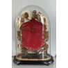 ANTICA TECA VETRO CAMPANA BASE LEGNO COMPOSIZIONE NUZIALE Globe de Mariage 43 cm