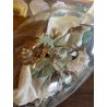 ANTICA TECA VETRO CAMPANA BASE LEGNO COMPOSIZIONE NUZIALE Globe de Mariage 43 cm