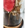 ANTICA TECA VETRO CAMPANA BASE LEGNO COMPOSIZIONE NUZIALE Globe de Mariage 43 cm