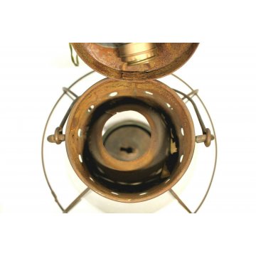 ANTICA LANTERNA NAUTICA LAMPADA RAME VETRO COPPER GLASS HANGHING SHIP LAMP OLD