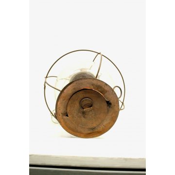 ANTICA LANTERNA NAUTICA LAMPADA RAME VETRO COPPER GLASS HANGHING SHIP LAMP OLD