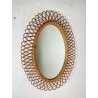 SPECCHIO OVALE VIMINI 1970 Franco Albini SPECCHIERA RATTAN ITALIA MIRROR DESIGN