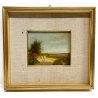 PICCOLO QUADRO DIPINTO OLIO VEDUTA PAESAGGIO STRADA PIANURA POST-IMPRESSIONISMO