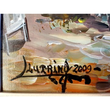 QUADRO DIPINTO OLIO TELA Luciano Lutring VEDUTA "Sacro Cuore di Parigi" 2009