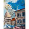 QUADRO DIPINTO OLIO TELA Luciano Lutring VEDUTA "Sacro Cuore di Parigi" 2009