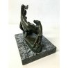 ANTICA SCULTURA BRONZO LIBERTY NUDO DONNA CANE DIANA STATUA FIRMATA EPOCA 1910