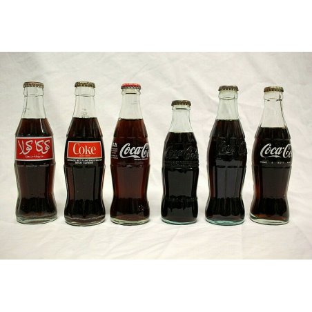LOTTO 6 BOTTIGLIA VETRO COCA COLA FULL COKE GLASS BOTTLE NO DEPOSIT 1988/2000