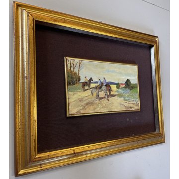 QUADRO DIPINTO Celso Maggio Andreani PAESAGGIO BUTTERI MANDRIANI CAVALLO '900