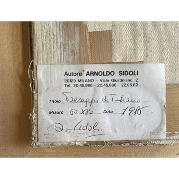 GRANDE DIPINTO OLIO TELA Arnoldo Sidoli PAESAGGIO RURALE COLLINE BOSCHI CASOLARI